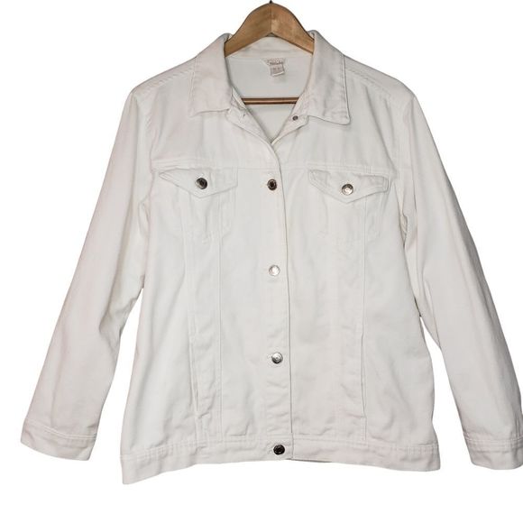 𝅺STREETWEAR Society White Ladies Denim Jean Jacket Medium - Picture 1 of 10